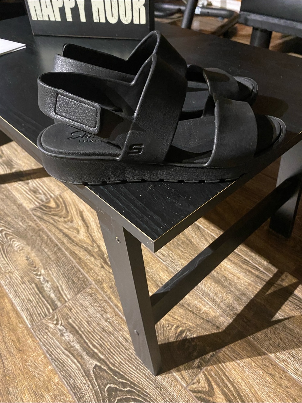Skechers women  Black Velcro-Strap Cushioned Sandals